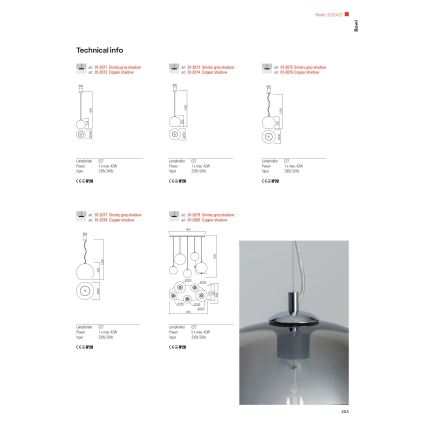 Redo 01-2076 - Candeeiro suspenso BOWL 1xE27/42W/230V diâmetro 30 cm cobre