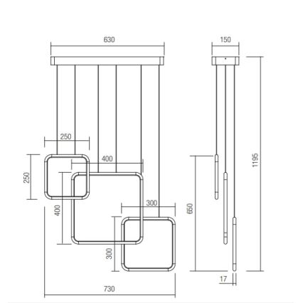 Redo 01-2097 - Candelabro suspenso LED com regulação THAI LED/66W/230V 3000K branco