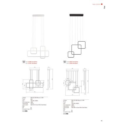 Redo 01-2098 - Candelabro suspenso LED com regulação THAI LED/66W/230V 3000K preto