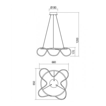 Redo 01-2110 - Candelabro suspenso LED com regulação CORRAL LED/40W/230V 3000K dourada