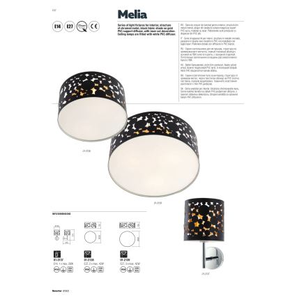 Redo 01-2138 - Iluminação de teto MELIA 2xE27/42W/230V diâmetro 30 cm
