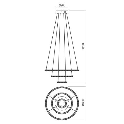 Redo 01-2173 - Candelabro suspenso LED NUNZIA LED/54W/230V
