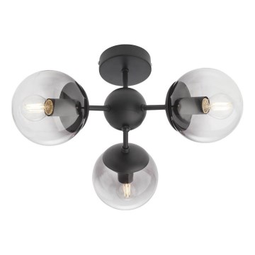 Redo 01-2176 - Lustre em haste SEMIA 3xE14/28W/230V, preto/fumê