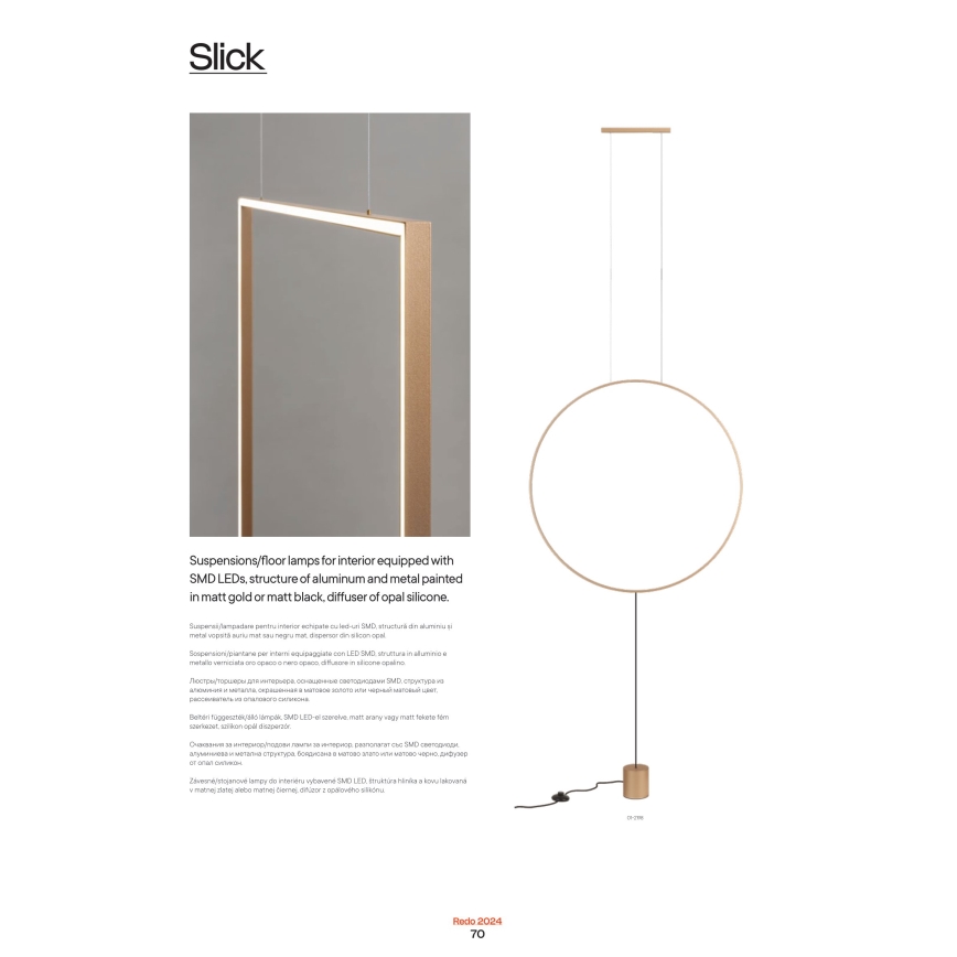 Redo 01-2197 - Candeeiro de chão LED SLICK LED/19W/230V preto