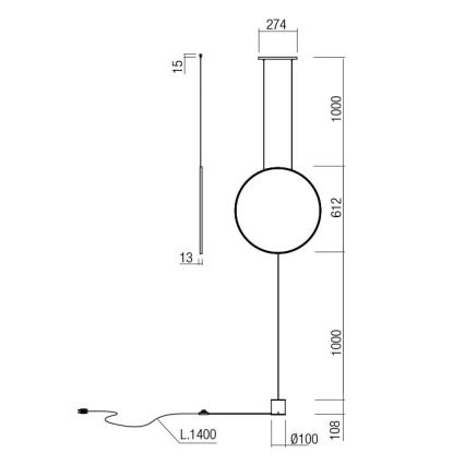 Redo 01-2197 - Candeeiro de chão LED SLICK LED/19W/230V preto