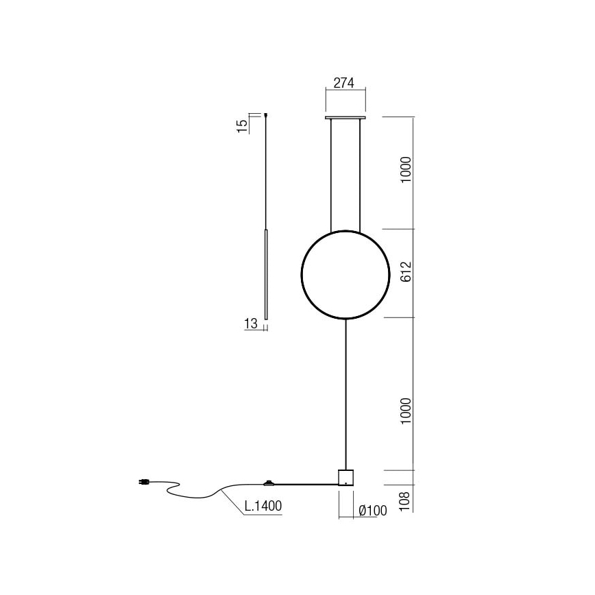Redo 01-2197 - Candeeiro de chão LED SLICK LED/19W/230V preto