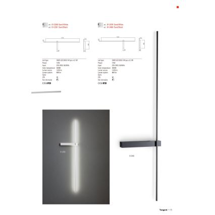 Redo 01-2200 - Aplique de parede LED TANGENT LED/14W/230V branco