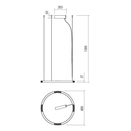 Redo 01-2203 - Candeeiro suspenso LED UNION LED/34W/230V CRI 90 3000K diâmetro 60 cm dourado