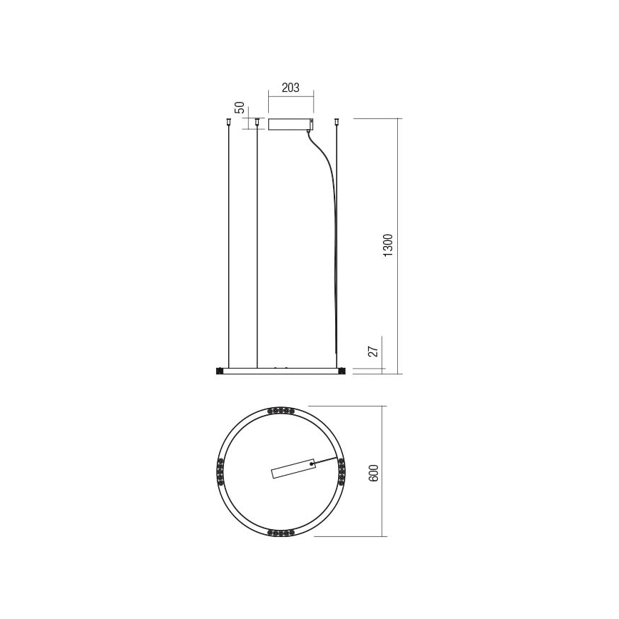 Redo 01-2203 - Candeeiro suspenso LED UNION LED/34W/230V CRI 90 3000K diâmetro 60 cm dourado