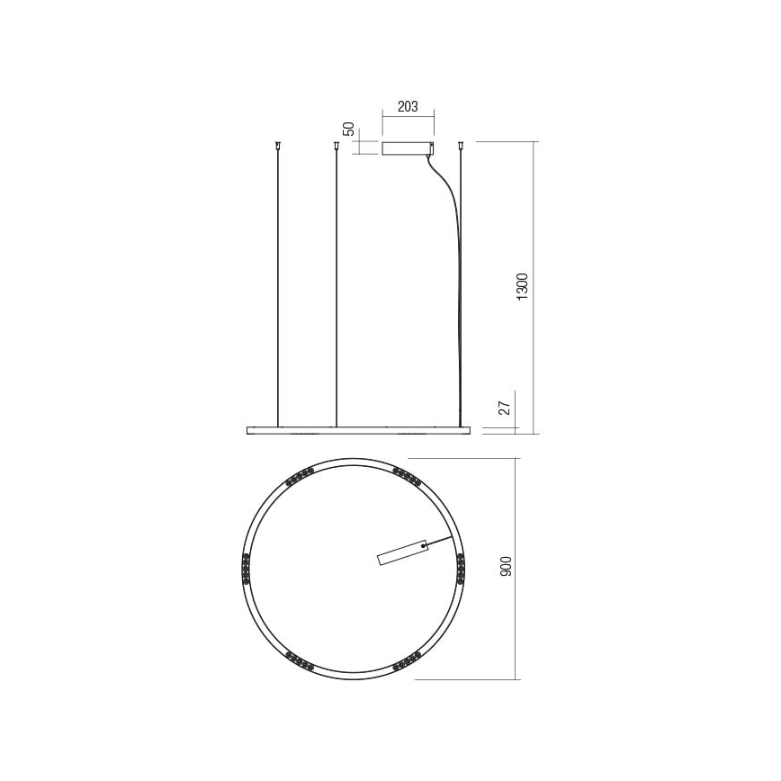Redo 01-2206 - Candeeiro suspenso LED UNION LED/50W/230V CRI 90 3000K diâmetro 90 cm dourado