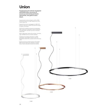 Redo 01-2207 - Candeeiro suspenso LED UNION LED/50W/230V CRI 90 3000K diâmetro 90 cm preto