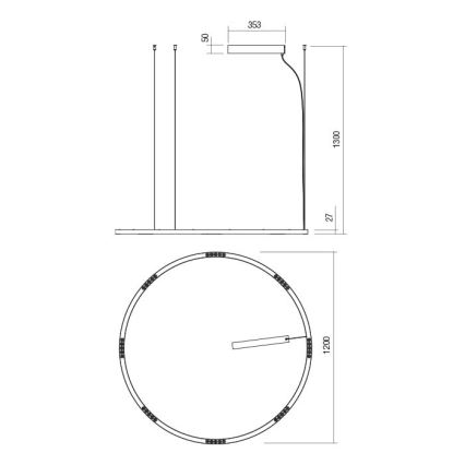 Redo 01-2208 - Candeeiro suspenso LED UNION LED/68W/230V CRI 90 3000K diâmetro 120 cm branco