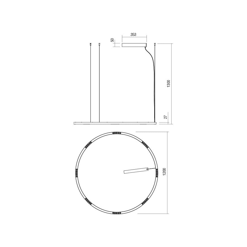 Redo 01-2208 - Candeeiro suspenso LED UNION LED/68W/230V CRI 90 3000K diâmetro 120 cm branco