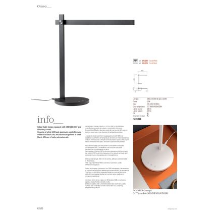 Redo 01-2213 - Candeeiro de mesa táctil LED com regulação OMEO LED/5,5W/230V 3000/4500/6500K preto