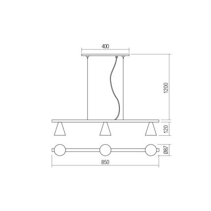 Redo 01-2218 - Candelabro suspenso ZUMA 3xGU10/15W/230V preto/dourado