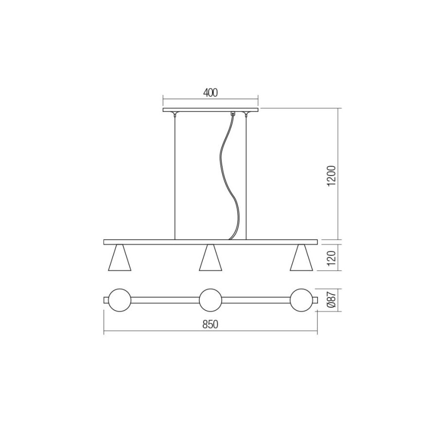 Redo 01-2218 - Candelabro suspenso ZUMA 3xGU10/15W/230V preto/dourado