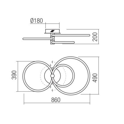 Redo 01-2226 - Candeeiro integrado LED com regulação SPELL LED/54W/230V 3000K cromado brilhante
