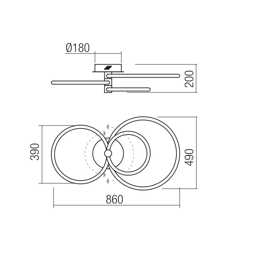 Redo 01-2226 - Candeeiro integrado LED com regulação SPELL LED/54W/230V 3000K cromado brilhante