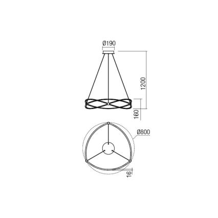 Redo 01-2251 - Candeeiro suspenso LED com regulação QUARK LED/43W/230V 3000K diâmetro 60 cm cromado mate