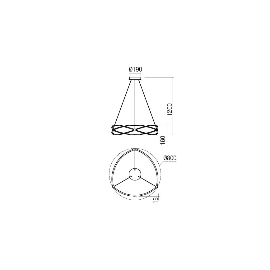 Redo 01-2251 - Candeeiro suspenso LED com regulação QUARK LED/43W/230V 3000K diâmetro 60 cm cromado mate