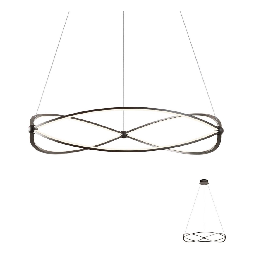 Redo 01-2254 - Candeeiro suspenso LED com regulação QUARK LED/54W/230V 3000K diâmetro 80 cm preto