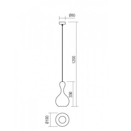 Redo 01-2257 - Candelabro suspenso LOB 1xE27/42W/230V diâmetro 18 cm cobre