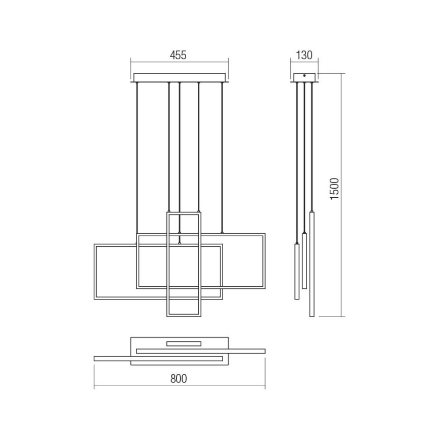 Redo 01-2315 - Candelabro suspenso LED com regulação PLANA LED/60W/230V preto