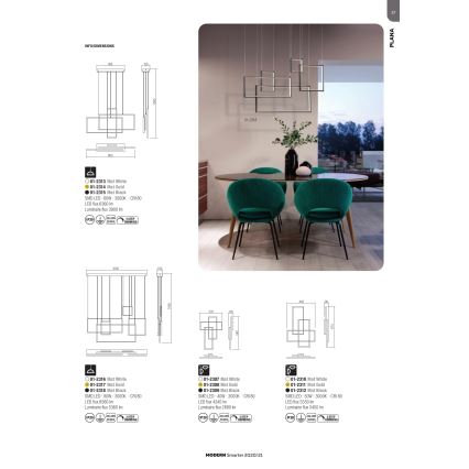Redo 01-2318 - Candeeiro suspenso LED com regulação PLANA LED/80W/230V preto