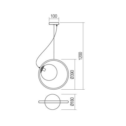 Redo 01-2322 - Candelabro suspenso KLEIDI 1xE27/42W/230V diâmetro 39 cm preto