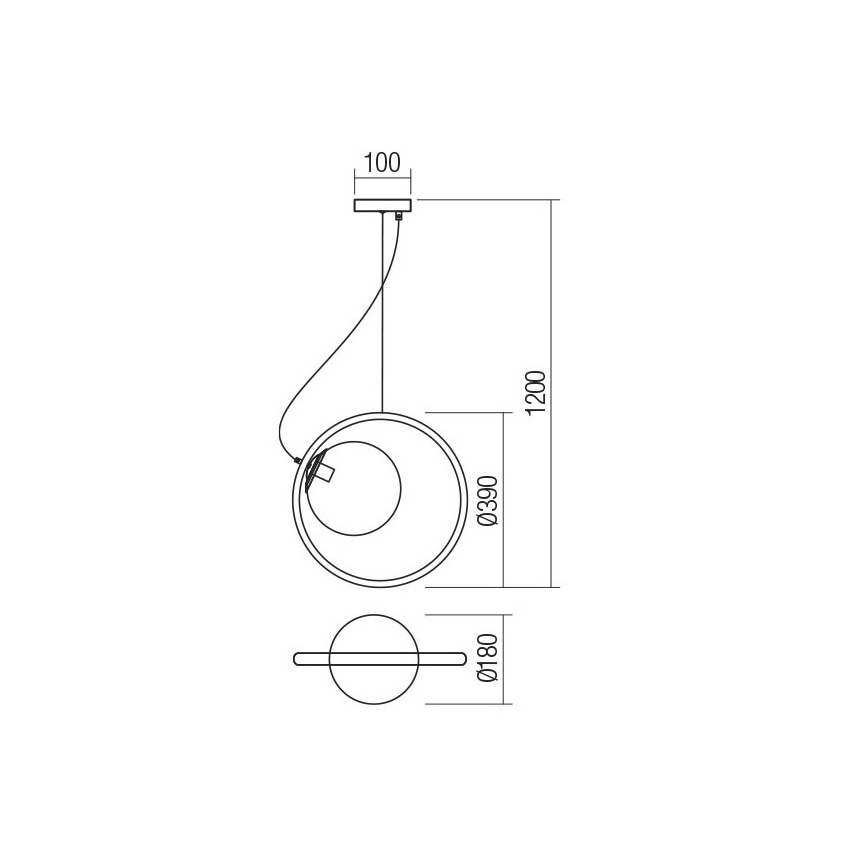 Redo 01-2322 - Candelabro suspenso KLEIDI 1xE27/42W/230V diâmetro 39 cm preto