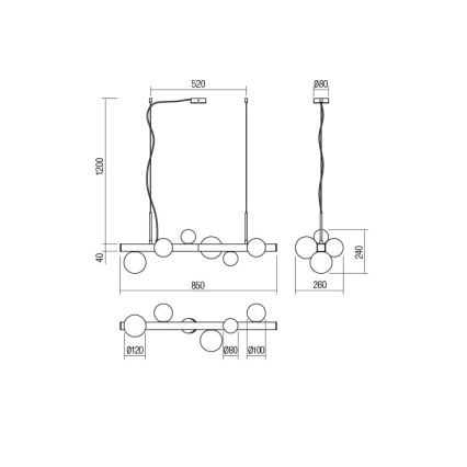 Redo 01-2374 - Candelabro suspenso GOJI 6xG9/28W/230V dourada