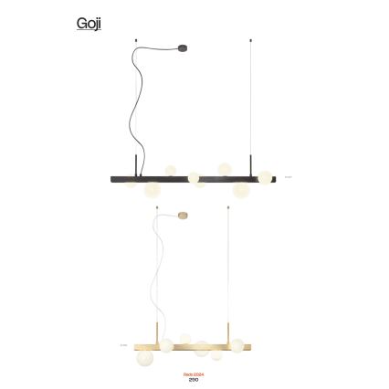 Redo 01-2376 - Candelabro suspenso GOJI 8xG9/28W/230V dourada
