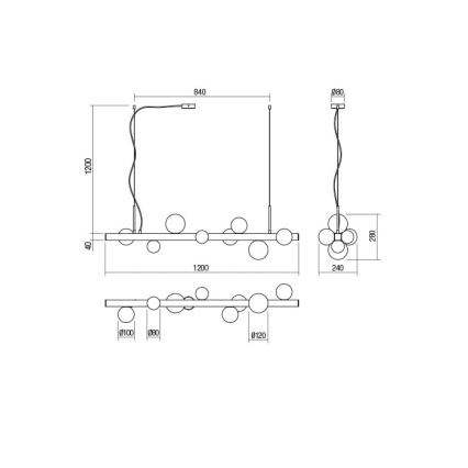 Redo 01-2377 - Candelabro suspenso GOJI 8xG9/28W/230V preto