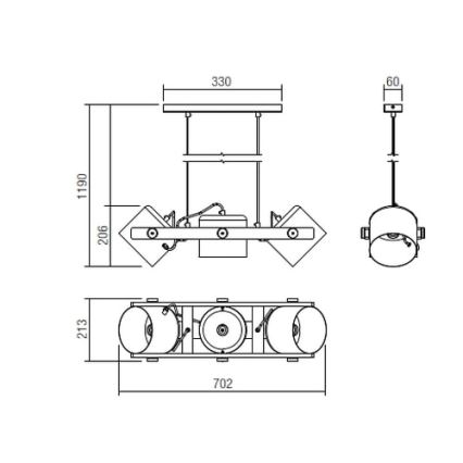 Redo 01-2403 - Candelabro suspenso POOH 3xE27/42W/230V faia
