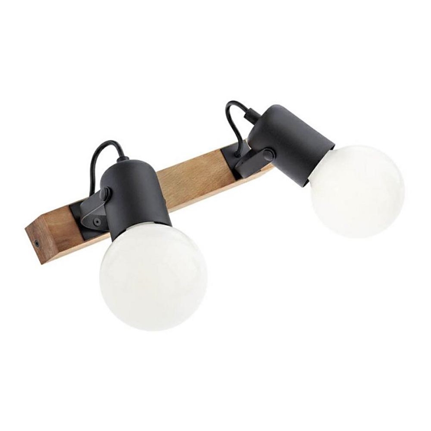 Redo 01-2416 - Iluminação de parede TAFFI 2xE27/42W/230V preto/faia