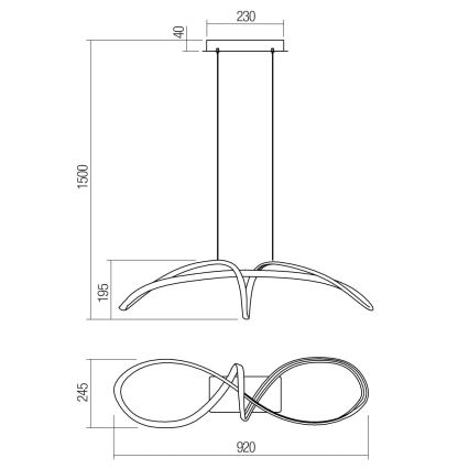Redo 01-2454 - Candelabro suspenso LED LAMON LED/57W/230V dourada