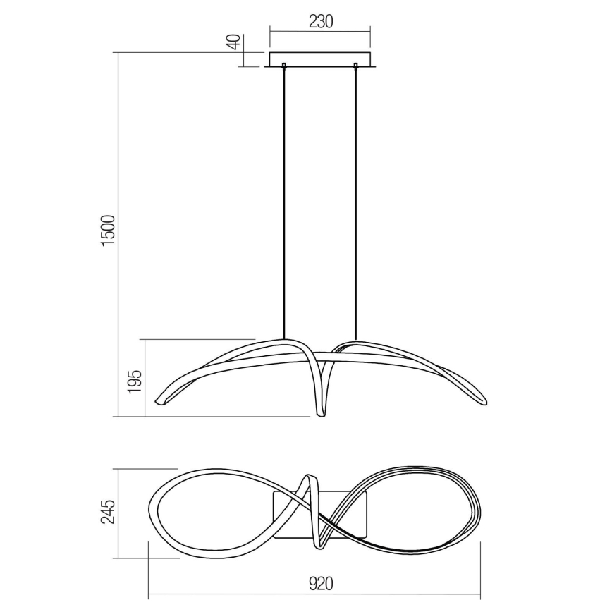 Redo 01-2454 - Candelabro suspenso LED LAMON LED/57W/230V dourada