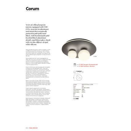 Redo 01-2466 - Candeeiro de tecto LED CORUM LED/48W/230V 3000K CRI 90 preto