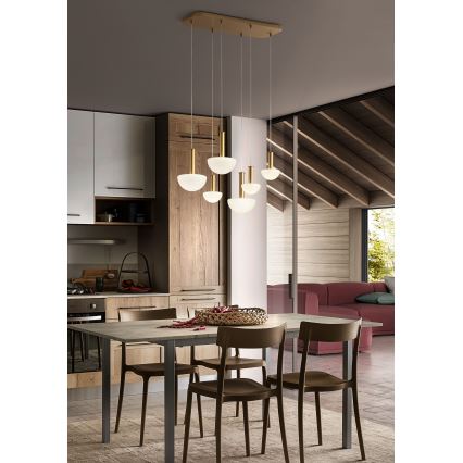 Redo 01-2476 - Lustre suspenso com cabo LUMIEN 6xG9/10W/230V dourado/branco