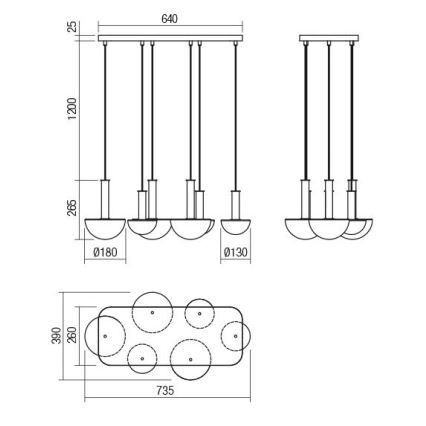 Redo 01-2476 - Lustre suspenso com cabo LUMIEN 6xG9/10W/230V dourado/branco