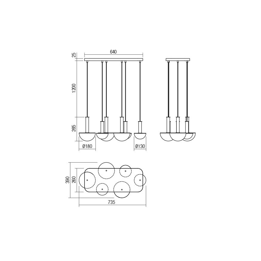 Redo 01-2476 - Lustre suspenso com cabo LUMIEN 6xG9/10W/230V dourado/branco