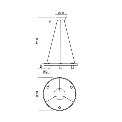 Redo 01-2490 - Candelabro suspenso LED SUMMIT LED/38W/230V CRI 90 diâmetro 61,6 cm dourada