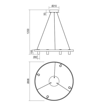 Redo 01-2492 - Candelabro suspenso LED SUMMIT LED/53,5W/230V CRI 90 diâmetro 80,8 cm dourada