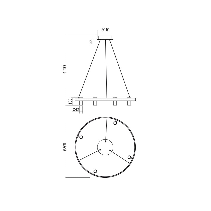 Redo 01-2492 - Candelabro suspenso LED SUMMIT LED/53,5W/230V CRI 90 diâmetro 80,8 cm dourada
