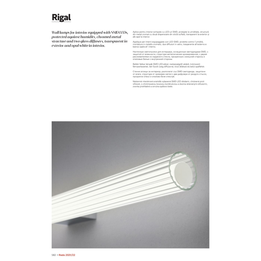 Redo 01-2592 - Iluminação LED para espelho de casa de banho RIGAL LED/18W/230V 3000K 91 cm CRI 90 IP44 cromado brilhante/branco