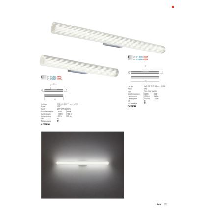 Redo 01-2592 - Iluminação LED para espelho de casa de banho RIGAL LED/18W/230V 3000K 91 cm CRI 90 IP44 cromado brilhante/branco