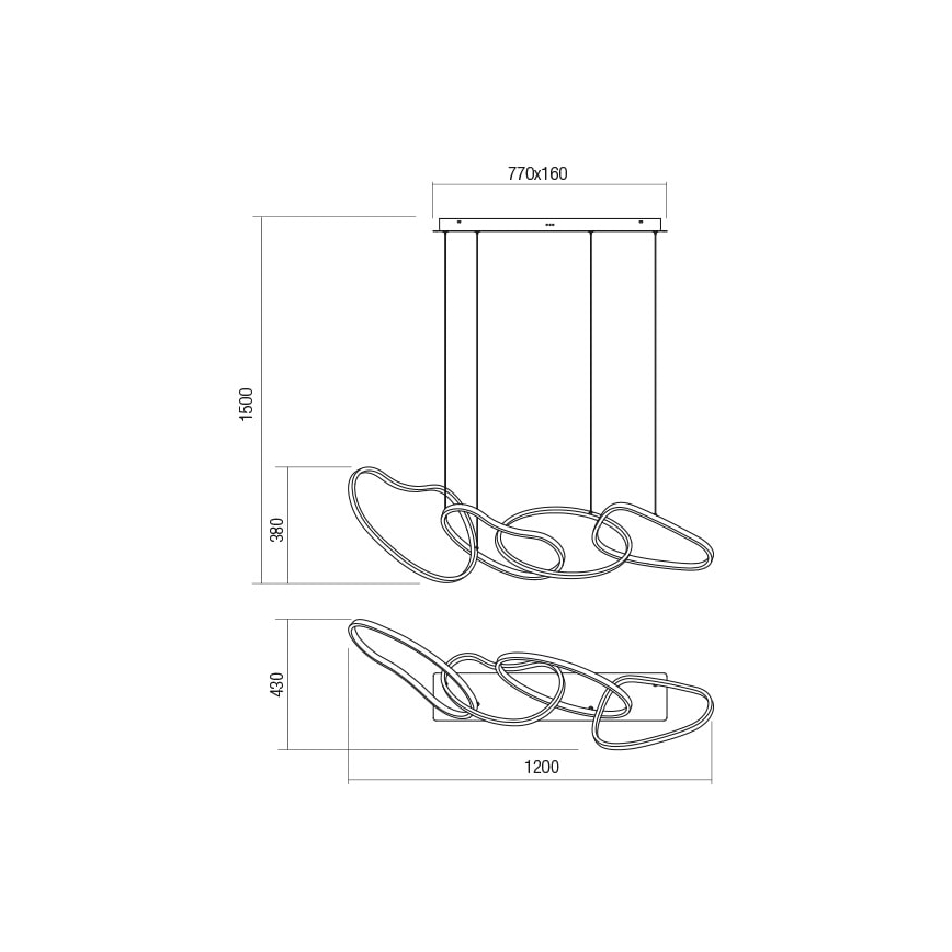 Redo 01-2594 - Candeeiro suspenso LED com regulação BIAS LED/87,4W/230V CRI 90 3000K branco