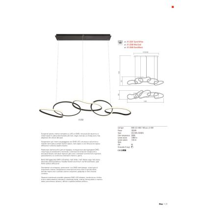 Redo 01-2599 - Candeeiro suspenso LED com regulação BIAS LED/108,6W/230V CRI 90 3000K preto