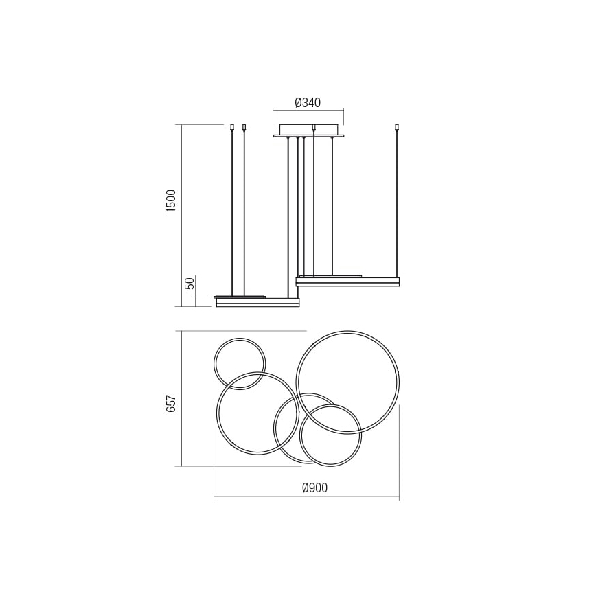 Redo 01-2606 - Candeeiro suspenso LED com regulação SIGUA LED/99W/230V CRI 90 3000K dourado