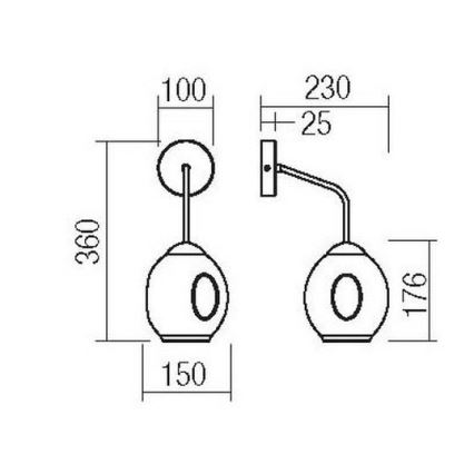 Redo 01-2617 - Candeeiro de parede PIERCE 1xE27/42W/230V dourado/fumado